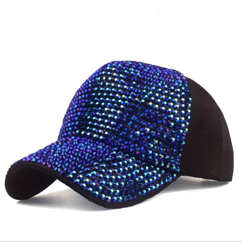 Blue Rhinestone Bling Cap